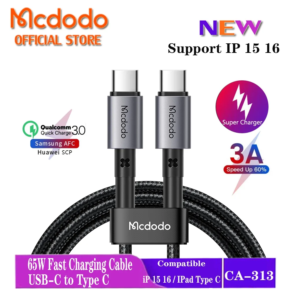Mcdodo USB Type c to USB c Type-c to ip USB to ip Cable PD 60W 3A Quick Charge 3.0 Fast Charging Macbook iP14-8 iPad Pro Air สมาร์ทโฟน Android แล็ปท็อป CA-313 285 358