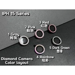 แหวนโลหะ ป้องกันเลนส์กล้อง ประดับเพชร วิบวับ สําหรับ iPhone 15 15PRO 15PROMAX 15PLUS