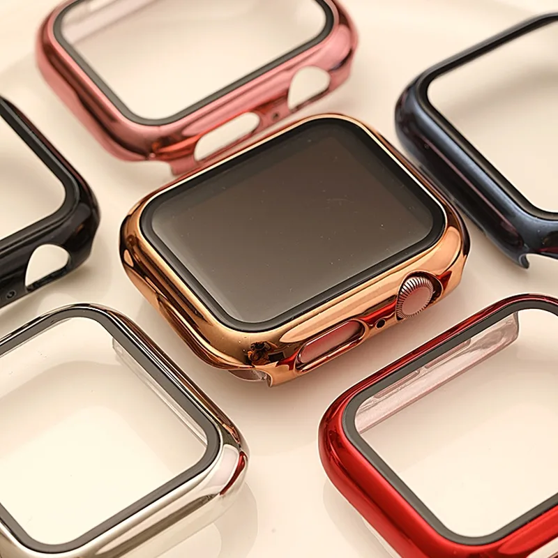 เคสกระจกนิรภัย PC แข็ง ป้องกันรอยหน้าจอ สําหรับ Apple Watch 38 มม. 40 มม. 42 มม. 44 มม. 41 มม. 45 มม. Apple iwatch Series 9 8 7 6 5 4 3 2 SE T500