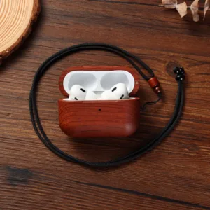 เคสไม้ พร้อมสายคล้อง สําหรับ AirPods Pro 2 AirPods Pro 3 2 1