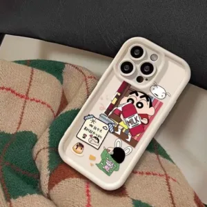 เคสโทรศัพท์มือถือซิลิโคน เนื้อแมตต์ กันฝุ่น ลายการ์ตูนชินจัง หรูหรา สําหรับ iPhone 15 Pro Max 14 Plus 13 12 11 SE 2020 XS Max X XR 8 7 6S