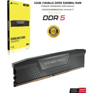CORSAIR VENGEANCE RAM DDR5 32GB (16GBx2)(BLACK/WHITE) DDR5 5200MHz RAM (หน่วยความจำ)
