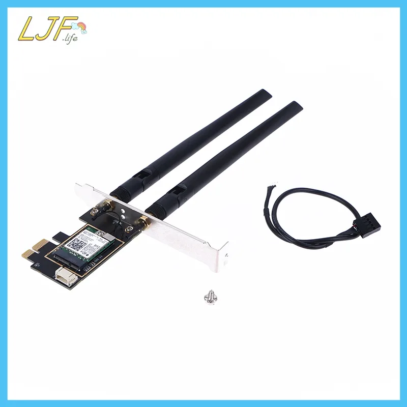 Ljf อะแดปเตอร์การ์ดไร้สาย 2.4G 5G Dual Band Intel 7260AC PCi-E ในตัว สําหรับเดสก์ท็อป PC 1200Mbps 4.0 PCi Express Wifi TH