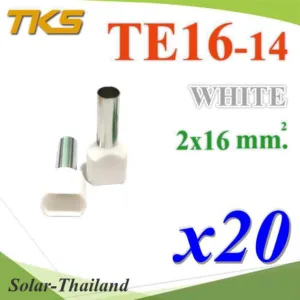 หางปลากลม คอร์ดเอ็น แบบมีฉนวน ย้ำสายไฟ 2 เส้น ขนาด 16.0 Sq.mm  แพค 20 ชิ้น รุ่น Twin-TE16-14