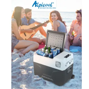 ตู้เย็น Alpicool Freezer ปรับได้-20°C ~ 20°C ตู้เย็นในรถ 12v/24v/220v ตู้เย็นพกพามีล้อ พร้อมแบต15600mAhและใช้APP ได้ด้วย