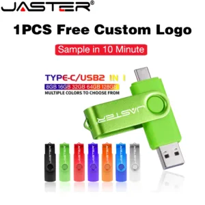 Jaster แฟลชไดรฟ์ Type-C USB 2.0 128GB ฟรีพวงกุญแจ หน่วยความจํา 64GB ฟรีโลโก้ปากกา 32GB ดิสก์ U 16GB เลเซอร์แกะสลัก 8GB 4GB