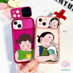 [จัดส่งในพื้นที่] ตลกสาวกระจกแต่งหน้าเคสโทรศัพท์เข้ากันได้กับiPhone 11 13 15 12 Pro Max X XR XS Max 7 8 14 15 Plus case
