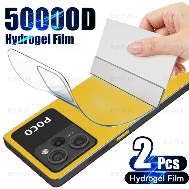 2pcs สําหรับ Xiaomi Poco F6 F5 X5 M6 X6 Pro 5G poko X 5x gt Hydrogel กลับฟิล ์ มหน ้ าจอนุ ่ มป ้ องกันฟิล ์ มกันรอยหน ้ าจอ