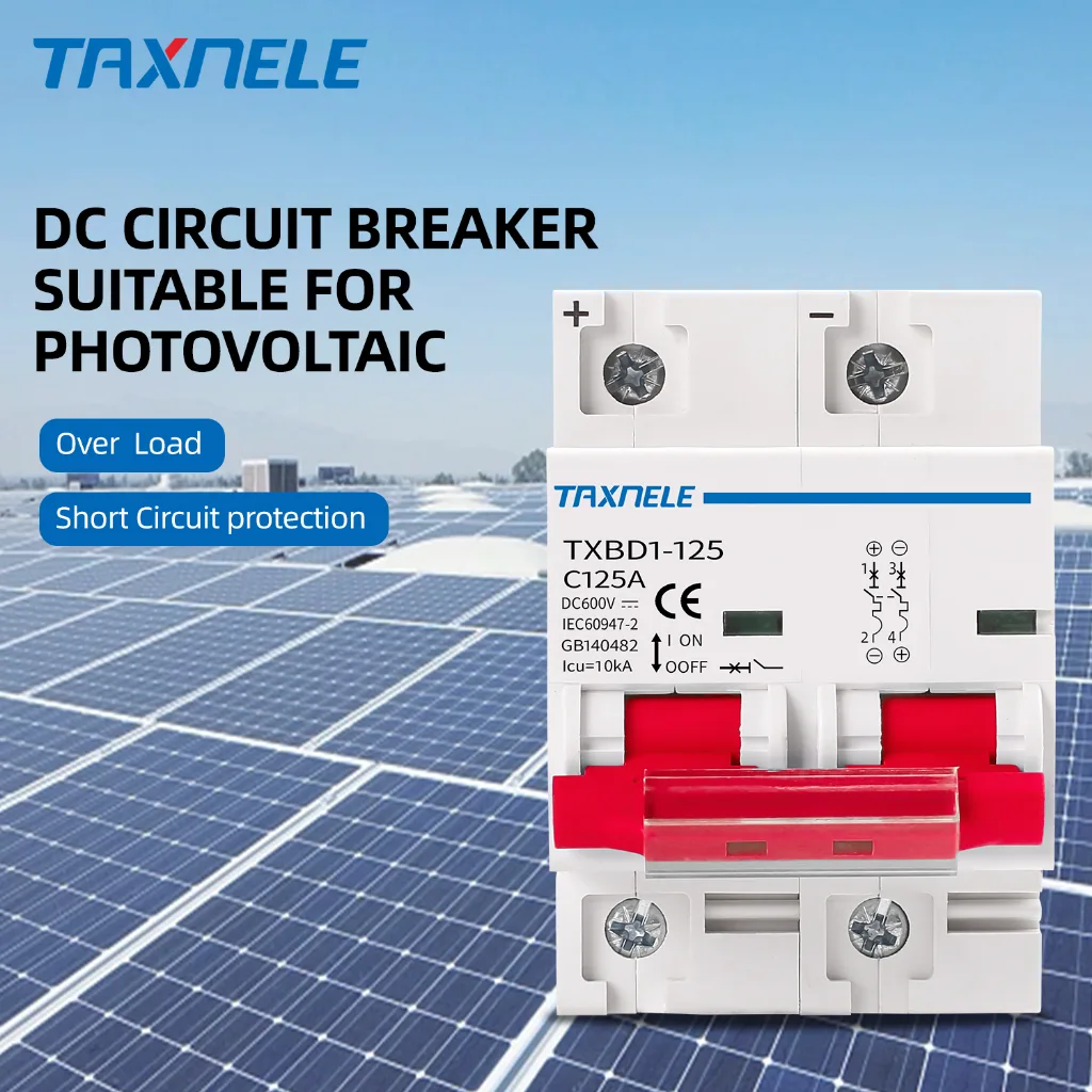 สวิตช์แบตเตอรี่เบรกเกอร์ พลังงานแสงอาทิตย์ 2P DC 600V 125A 100A DC MCB สําหรับระบบ Photovoltaic PV