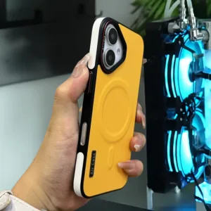 【Leather hard case/Yellow】เคส compatible for iphone 13 14 15 16 pro max case