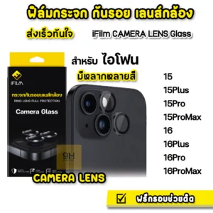iFilm ฟิล์ม เลนส์กล้อง วงสีๆ For iphone 16 pro max 16plus 15promax 15 plus Lens Camera Glass ฟิล์มกระจก กันรอย ไอโฟน