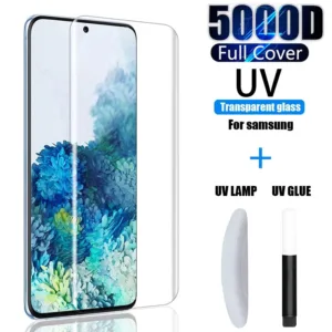 Samsung Galaxy S23 Plus S8 S9 S10 S20 S21 S22 Note 8 9 10 20 Ultra เต็มรูปแบบ กาว UV กระจกนิรภัย ป้องกันหน้าจอ