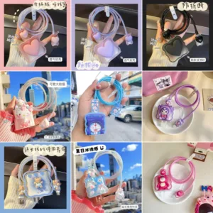 พร้อมส่งจากไทย  20W  พร้อมส่ง ชุดแต่งสายชาร์จลายการ์ตูน เคสหัวชาร์จ ชุดถนอมสายชาร์จการ์ตูนน่ารักๆ