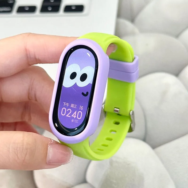 สายซิลิโคนสําหรับ Xiaomi Mi Band 9/8 กรณีหนังสายรัดสําหรับ Xiaomi Miband8 9NFC Contrast สายรัดข้อมือสร้อยข้อมือ SmartBand ฝาครอบ