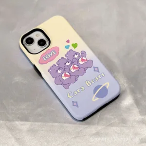 เคสโทรศัพท์มือถือแบบแข็ง สองชั้น กันกระแทก ลายหมี ไล่โทนสี แวววาว สองชั้น สําหรับ Iphone 15Promax 15Pro 14 Pro Max 14 plus 13 Pro Max 13 13pro 11 Pro Max 11 Pro X XR Xs Max 12Pro
