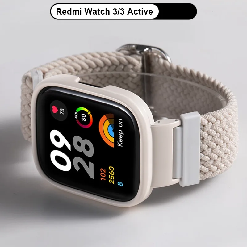 สายนาฬิกาข้อมือไนล่อนถัก พร้อมเคสโลหะ สําหรับ Redmi Watch 3 Active Smart Watch Redmi Watch 3 3 Lite