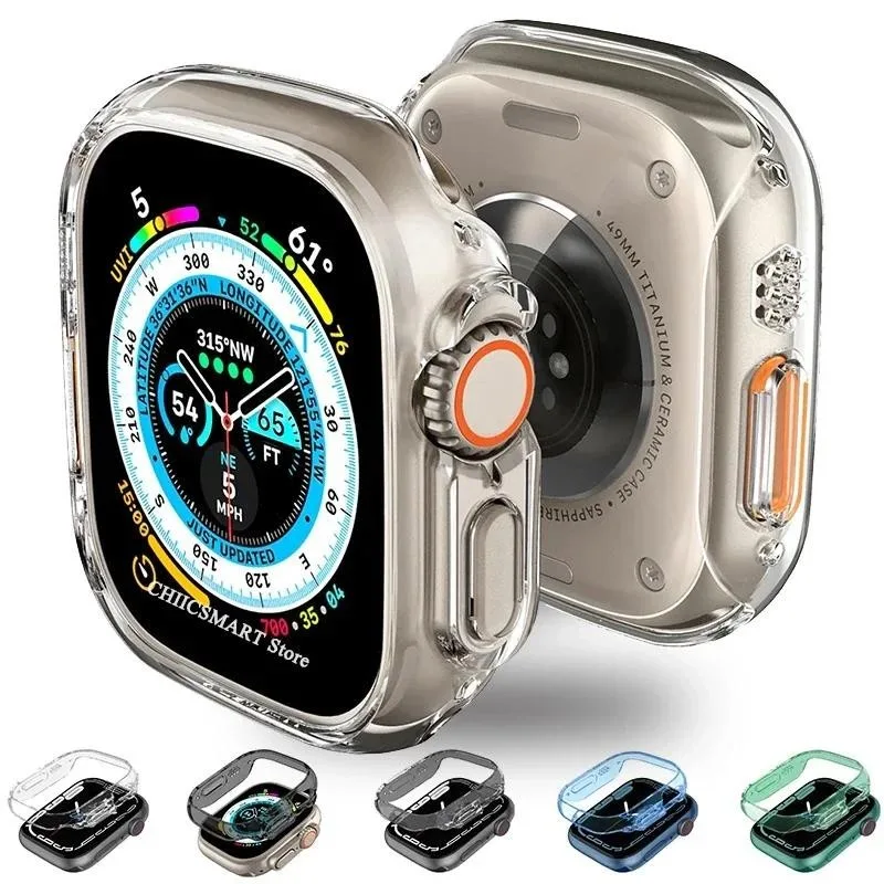 เคสกันรอยหน้าจอ PC แบบแข็ง สีโปร่งใส สําหรับ Apple Watch Ultra 2 49 มม. 45 มม. 41 มม. iwatch serie 9 8 7