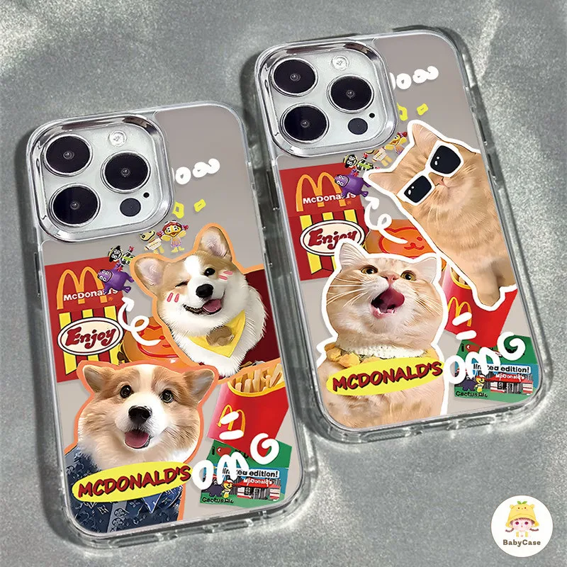 หรูหราชุบเลนส์โลหะการ์ตูน Cool Cat เคสโทรศัพท์เข้ากันได้สำหรับ IPhone 11 13 15 12 14 Pro Max XR 7P 8P 7 8 Plus X XS Max