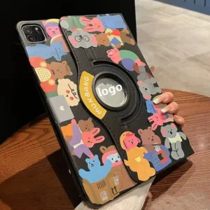 ⭐24 ชั่วโมงส่ง⭐หมี สติ๊กเกอร์ เคส for iPad pro 2024 11 Gen10 10.9 2022 Gen9 10.2 เคสไอแพด Air4 5 Case การหมุน 360 bear