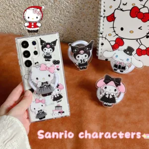 SANRIO เคสโทรศัพท์มือถืออะคริลิค ใส กันกระแทก ลายการ์ตูนคิตตี้ ซานริโอ้ คิตตี้ มีแม่เหล็ก สําหรับ Samsung S24 Ultra S24 Plus S23 Ultra S23 S22 Ultra S22+