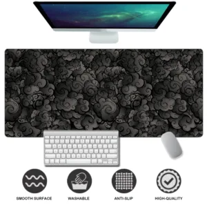 แผ่นรองเมาส์ กันลื่น ลายก้อนเมฆ สีดํา สไตล์ญี่ปุ่น สําหรับเล่นเกม XL HD XXL ใช้ในบ้าน สํานักงาน แล็ปท็อป