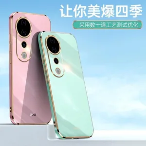 เคส TPU ขอบทอง แบบนิ่ม สำหรับรุ่น Vivo V40 V40Pro  V30E เคสฝาหลัง สีสวย น่ารัก