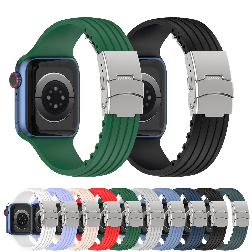 สายนาฬิกาข้อมือซิลิโคน สําหรับ Apple Watch 49 มม. 45 มม. 41 มม. 44 มม. 40 มม. 42 มม. 38 มม. 45 มม. iWatch series ultra2 9 8 7 3 4 5 6 se
