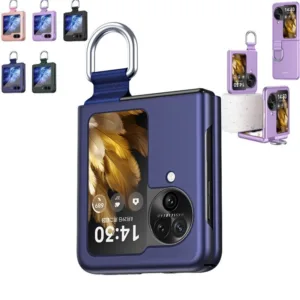 เคสโทรศัพท์มือถือ แบบบางพิเศษ พร้อมแหวนขาตั้ง และสายคล้อง สําหรับ Oppo Find N2 N3 Flip Moto Razr 40 Ultra