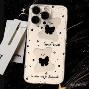 เคสโทรศัพท์มือถือแบบนิ่ม กันกระแทก ลายหมี โบว์ สําหรับ Iphone 15 14 13 12 11promax 8plus Xr X 7IJX