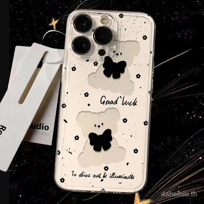 เคสโทรศัพท์มือถือแบบนิ่ม กันกระแทก ลายหมี โบว์ สําหรับ Iphone 15 14 13 12 11promax 8plus Xr X 7IJX