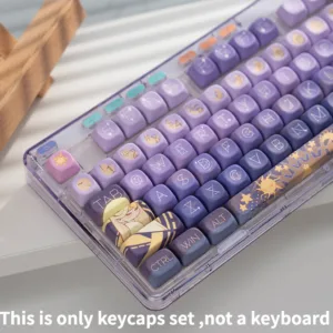 Pbt Keycap MOA Starry River Dream น่ารักการ์ตูน Dye Sublimation 136 Serise สีม่วง Elegant Adaptable ถึง 61/64/67/68/71/75/78/82/84/87/96/98/100/104/108