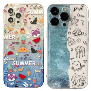 โทรศัพท์มือถือสําหรับ Samsung Galaxy A55 A35 A54 A14 A34 M54 5G S24 Ultra Plus นุ่มซิลิโคนใส Dolphin Ocean สัตว์น่ารักสแควร์ TPU โปร่งใสกันกระแทก