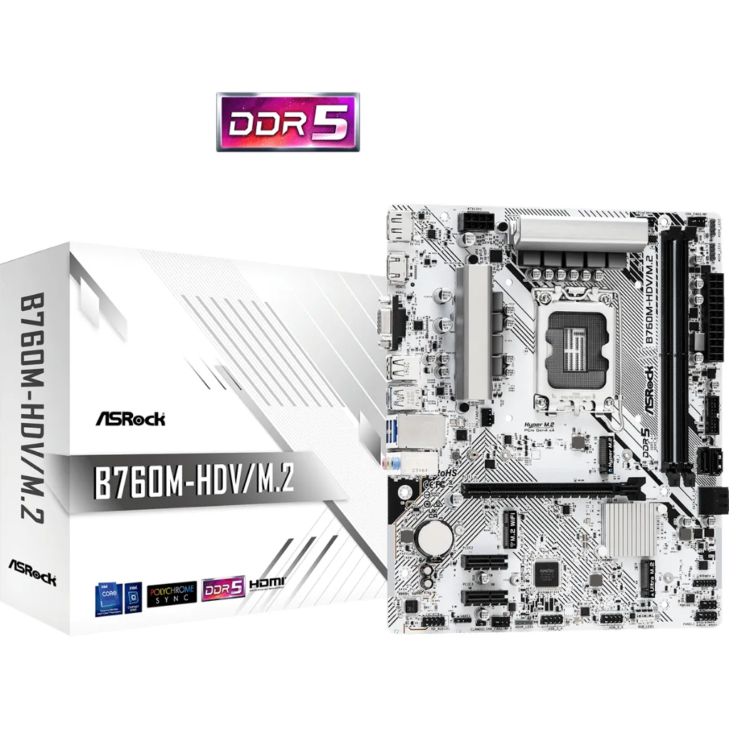 MAINBOARD (เมนบอร์ด) ASROCK B760M-HDV/M.2 (DDR5) (SOCKET LGA 1700)