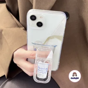 เคสโทรศัพท์มือถือแบบนิ่ม กันกระแทก ลายถ้วยนมตลก พร้อมที่ตั้งวาง สําหรับ IPhone 11 15 14 Pro Max 12 13Promax XS XR 7 8Plus