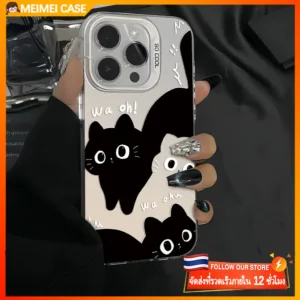 เหมาะสําหรับ OPPO Realme A7 A15 A3 A9 A54 A16 A31 A76 A57 A17 A38 การ์ตูนแมวดำ IMD โฮโลแกรมกรณีโทรศัพท์พรีเมี่ยม