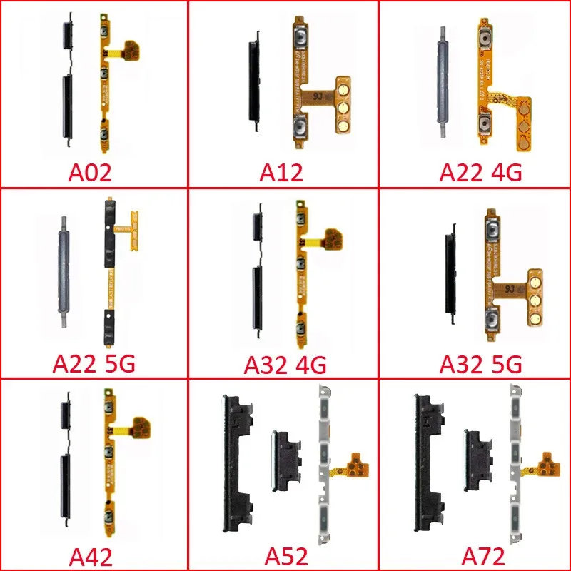 ปุ่มปรับระดับเสียง เปิดปิด ด้านข้าง สําหรับ Samsung A02 A12 A22 A32 A42 A52 A52s A72 4G 5G