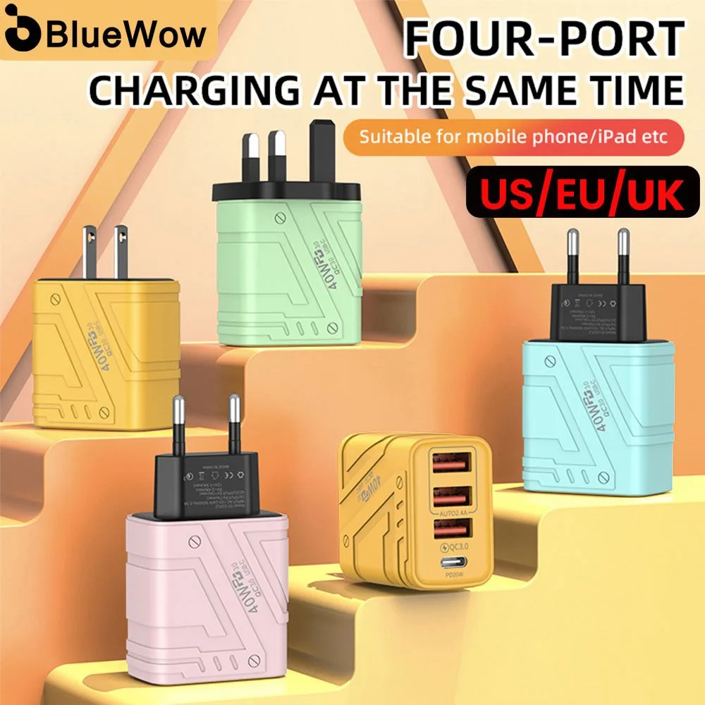 Bluewow 40W USB charger ชาร์จเร็ว type c travel charger รองรับ PD QC 3.0 เข้ากันได้กับโทรศัพท์ samsung ip
