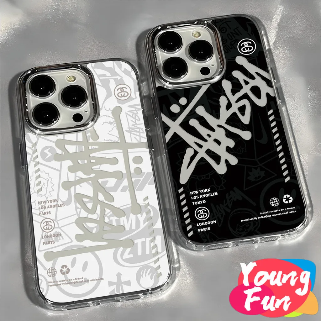 แบรนด์เทรนด์ สําหรับ  iPhone 16 15 Pro max 14 XR 13 11 12 Pro Max 8 7 6 6S Plus X Xs Max Se 2020 13 12 11เคสโทรศัพท์มือถือ โลหะนิ่ม หรูหรา