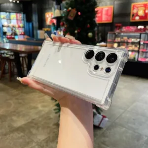 เคสโทรศัพท์มือถืออะคริลิคใส แบบแข็ง กันกระแทก พร้อมฟิล์มเลนส์ สําหรับ Samsung Galaxy S24 Ultra S23 FE S22 S23 Ultra Plus