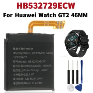 แบตเตอรี่ HB532729ECW สำหรับนาฬิกา Huawei GT2 GT 2 Pro 46มม. HB472023ECW สำหรับนาฬิกา Huawei 2 GT2 42มม./ 455mAh+ชุดไขคว