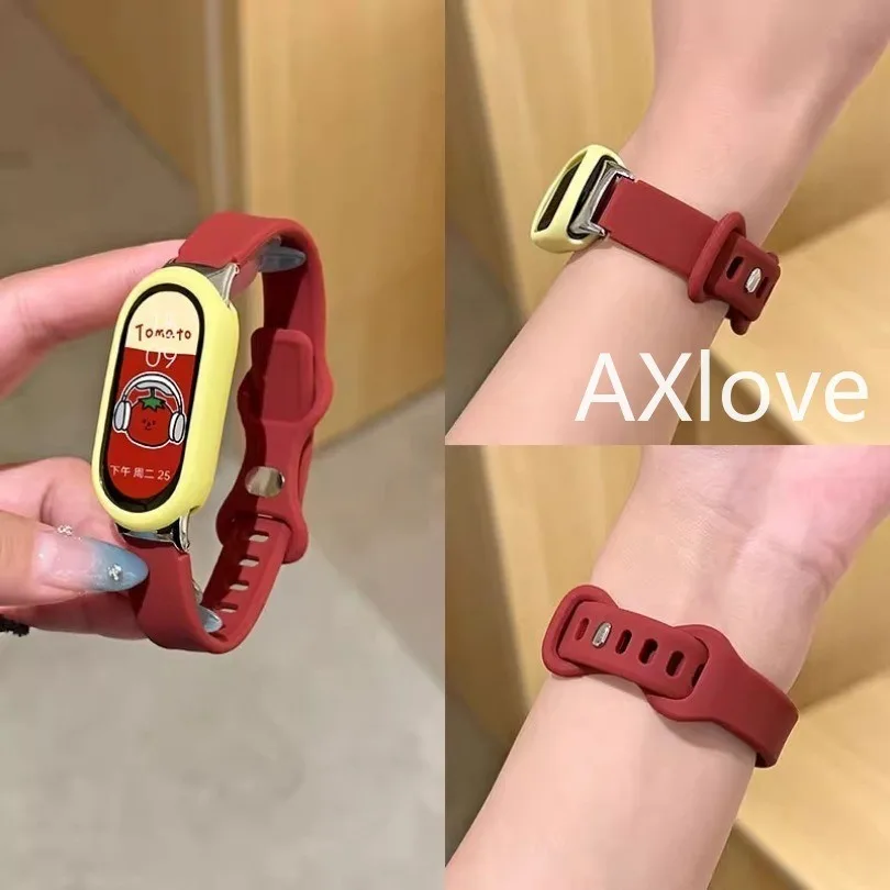 เคส + สายคล้อง สําหรับ Mi Band 8 NFC สร้อยข้อมือ ซิลิโคนนิ่ม สมาร์ทวอทช์ สายรัดข้อมือ Correa สําหรับ Mi Band 8 Band พร้อมตัวเชื่อมต่อ อุปกรณ์เสริมทดแทน