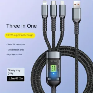 6A PD100W สายชาร์จ 3 in1 สายชาร์จ type c Micro/Li-gh-tn-ing สายชาจ