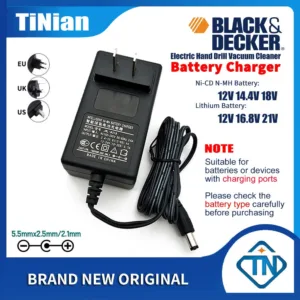 12.6V/14.4V/16.8V/21V 1A เครื่องชาร์จแบตเตอรี่ลิเธียมไอออน NiMH NiCd สำหรับ Black & Decker 12V 14.4V 18V ไร้สายสว่านไฟฟ้าหุ่นยนต์ดูดฝุ่น