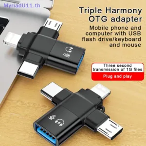 Myriadu 3-in-1 อะแดปเตอร์แปลงแฟลชไดรฟ์ OTG USB3.0 เป็น IOS Type-C Micro USB สําหรับโทรศัพท์มือถือ แท็บเล็ต TH