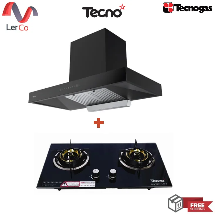 (Tecno) เครื่องดูดควัน TNSHD90MCB + เตาแก๊ส TNSHB207141B