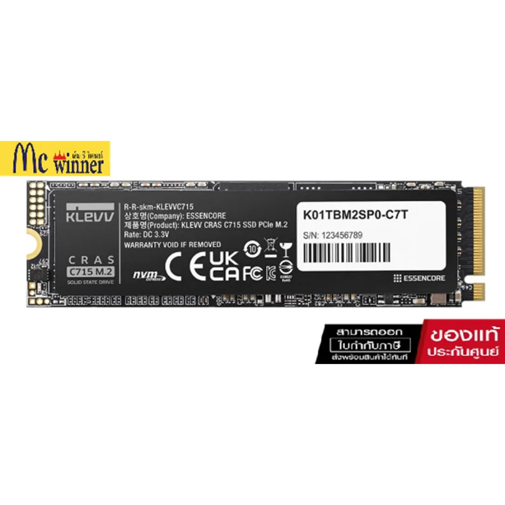 256GB / 512GB SSD (เอสเอสดี) KLEVV CRAS C715 M.2 NVMe PCIe Gen3x4 Solid State Drive
