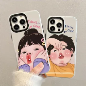 (พร้อมส่งในไทย)ตลก เด็กชาย ผู้หญิง สำหรับoppo a31 a3s a17 a5s a53 a54 a15 a57 a95 a76 a96  การ์ตูนโปร่งแสงกรณีโทรศัพท์
