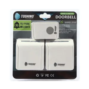 TOSHINO กระดิ่งไร้สาย แบบเสียบปลั๊ก รุ่น E-288-2R สีขาว มี 2 ตัวรับ 1 ตัวส่ง ติดตั้งง่าย รับ-ส่งสัญญาณได้สูงสุด 100 เมตร