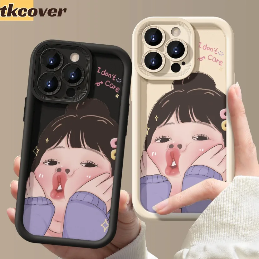 เคสโทรศัพท์มือถือแบบนิ่ม ผิวด้าน กันกระแทก กันรอยกล้อง ลายการ์ตูนเด็กผู้หญิงตลกน่ารัก สําหรับ OPPO A18 A38 A58 A78 A98 A77 A77S A57 2022 A74 4G 5G