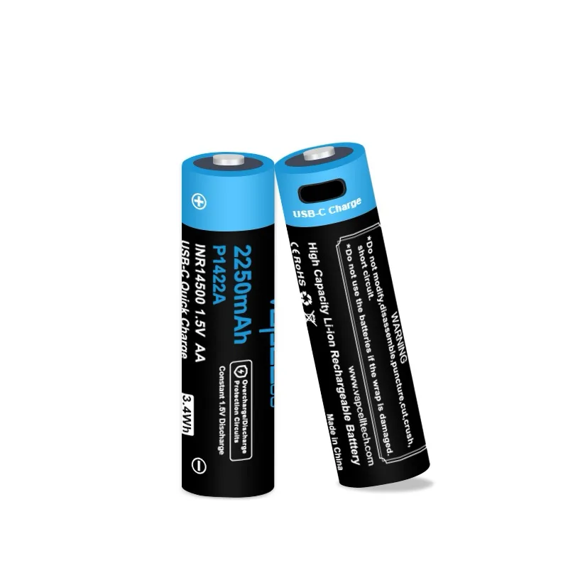 ถ่านชาร์จVapcell P1422A 14500 AA 1.5V USB Type-C ของแท้